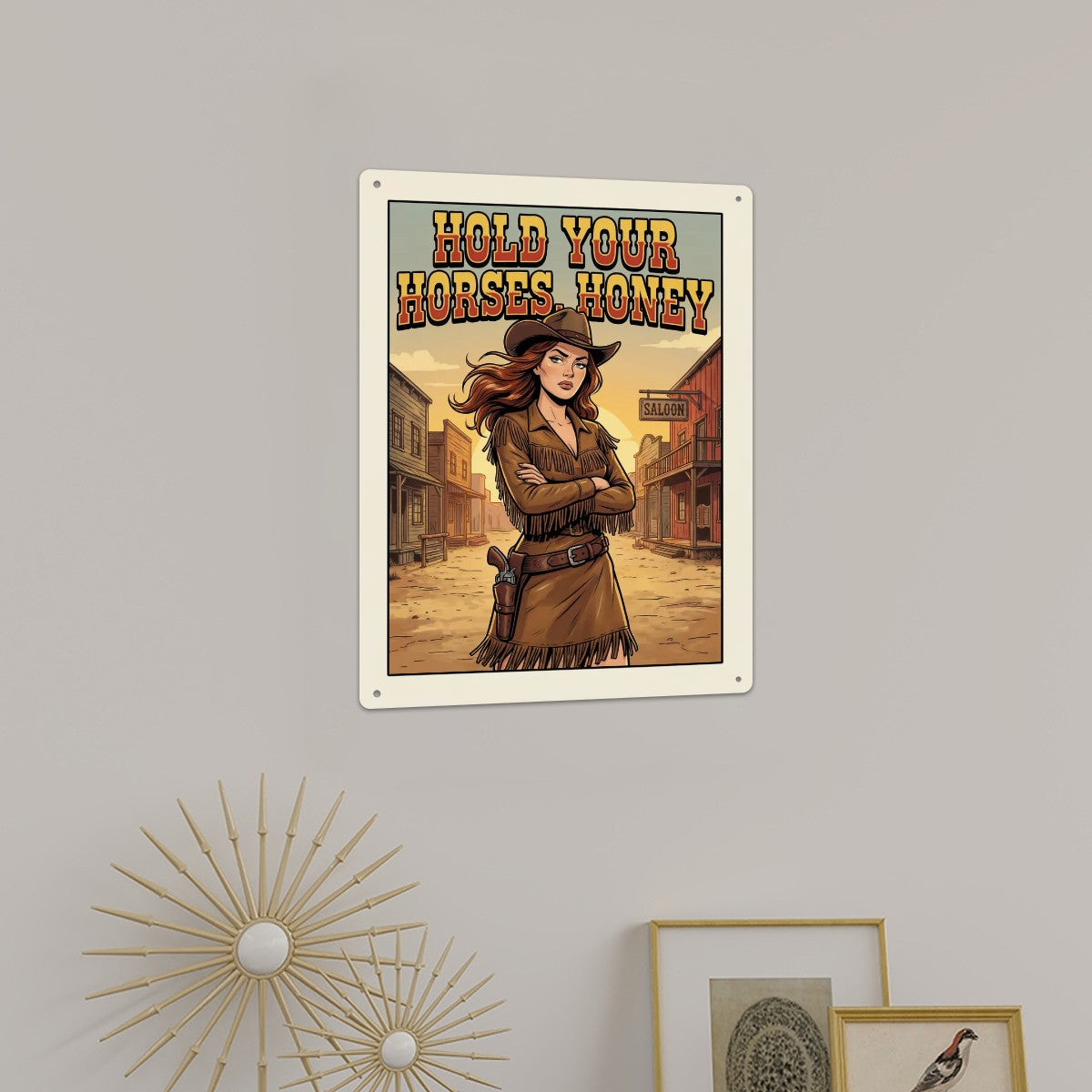 Western Metal Tin Sign  16"x12" (Vertical)