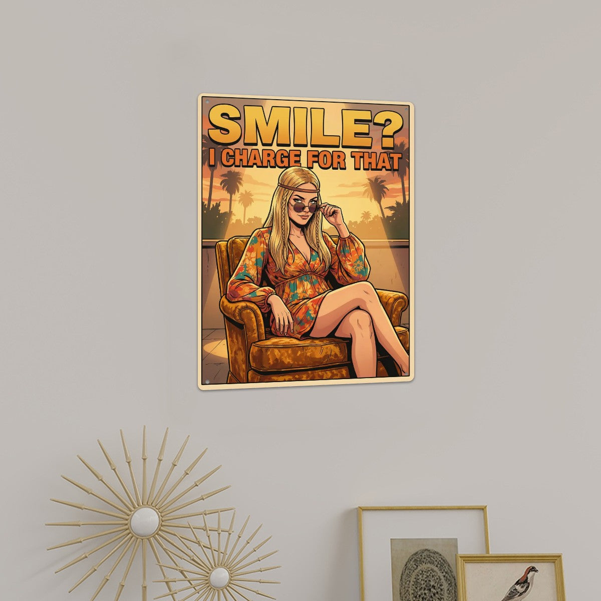 70s Retro Metal Tin Sign  16"x12" (Vertical)
