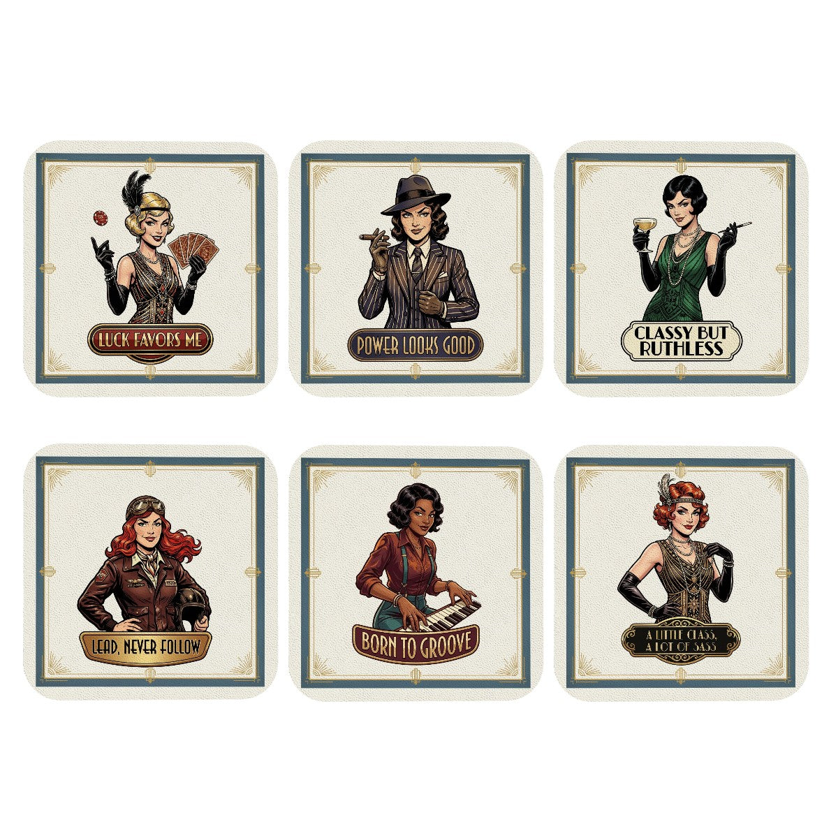 1920s Art Deco Drink Coasters – Set of 6