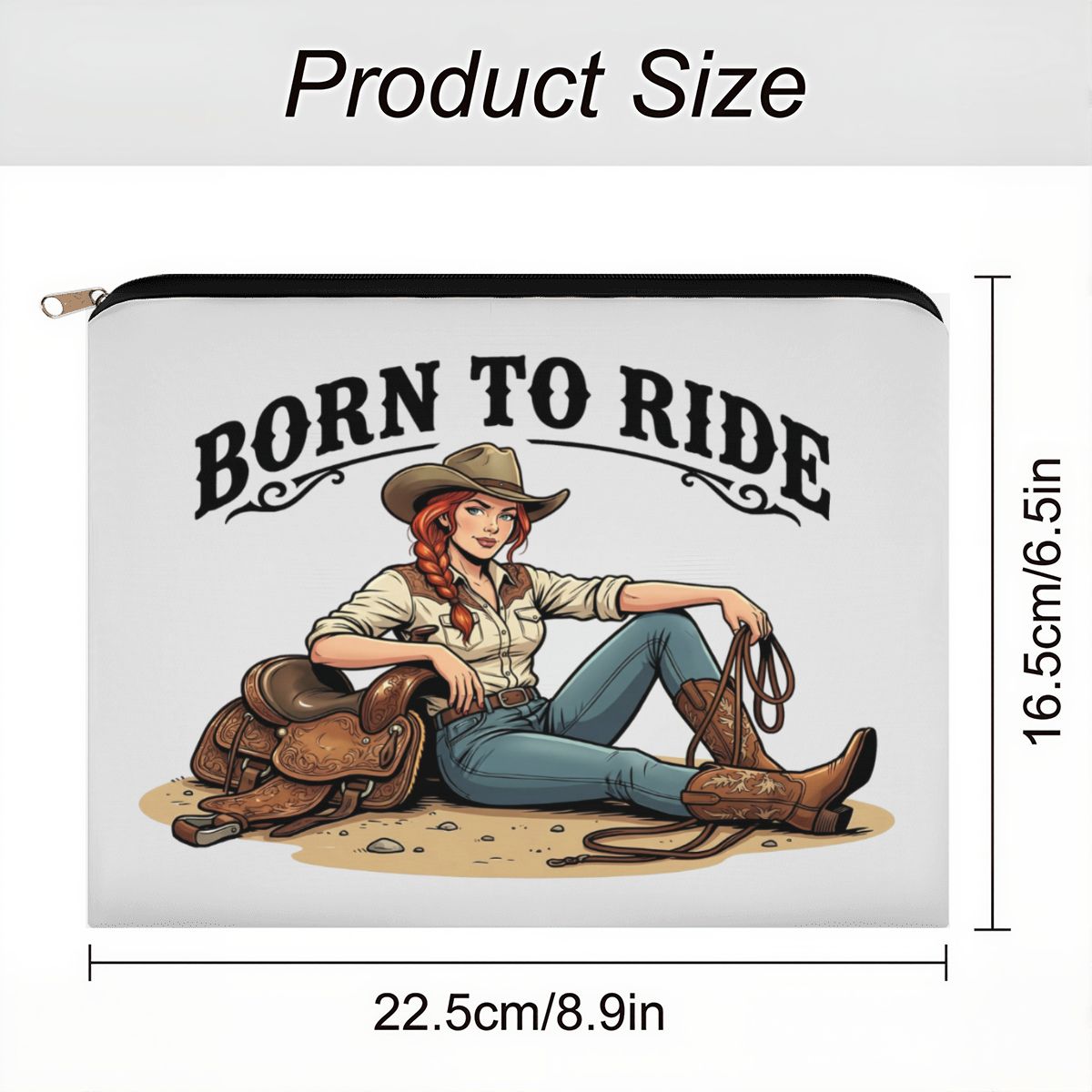 Born To Ride Cowgirl Travel Makeup Pouch