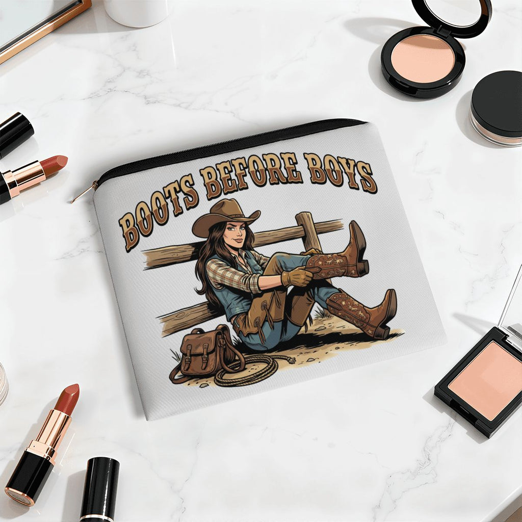 Boots Before Boys Cowgirl Travel Makeup Pouch