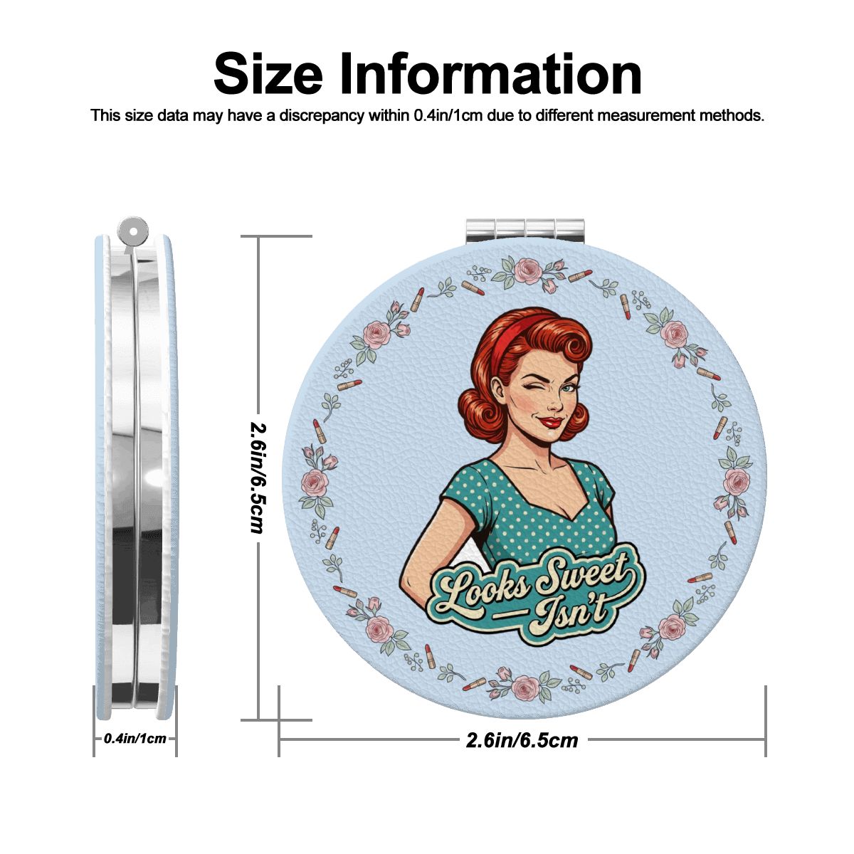 50s Retro Compact Pocket Mirror - Looks Sweet