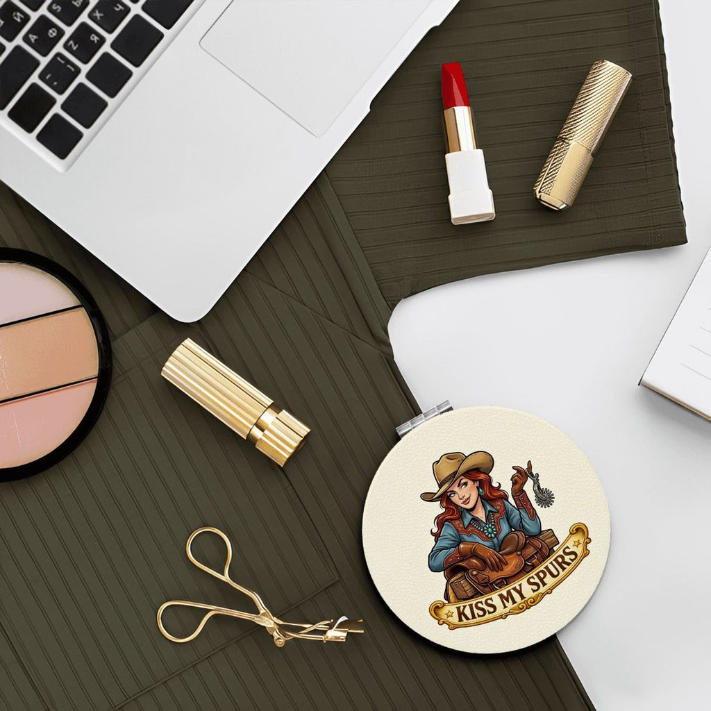 Western Compact Pocket Mirror – Kiss My Spurs