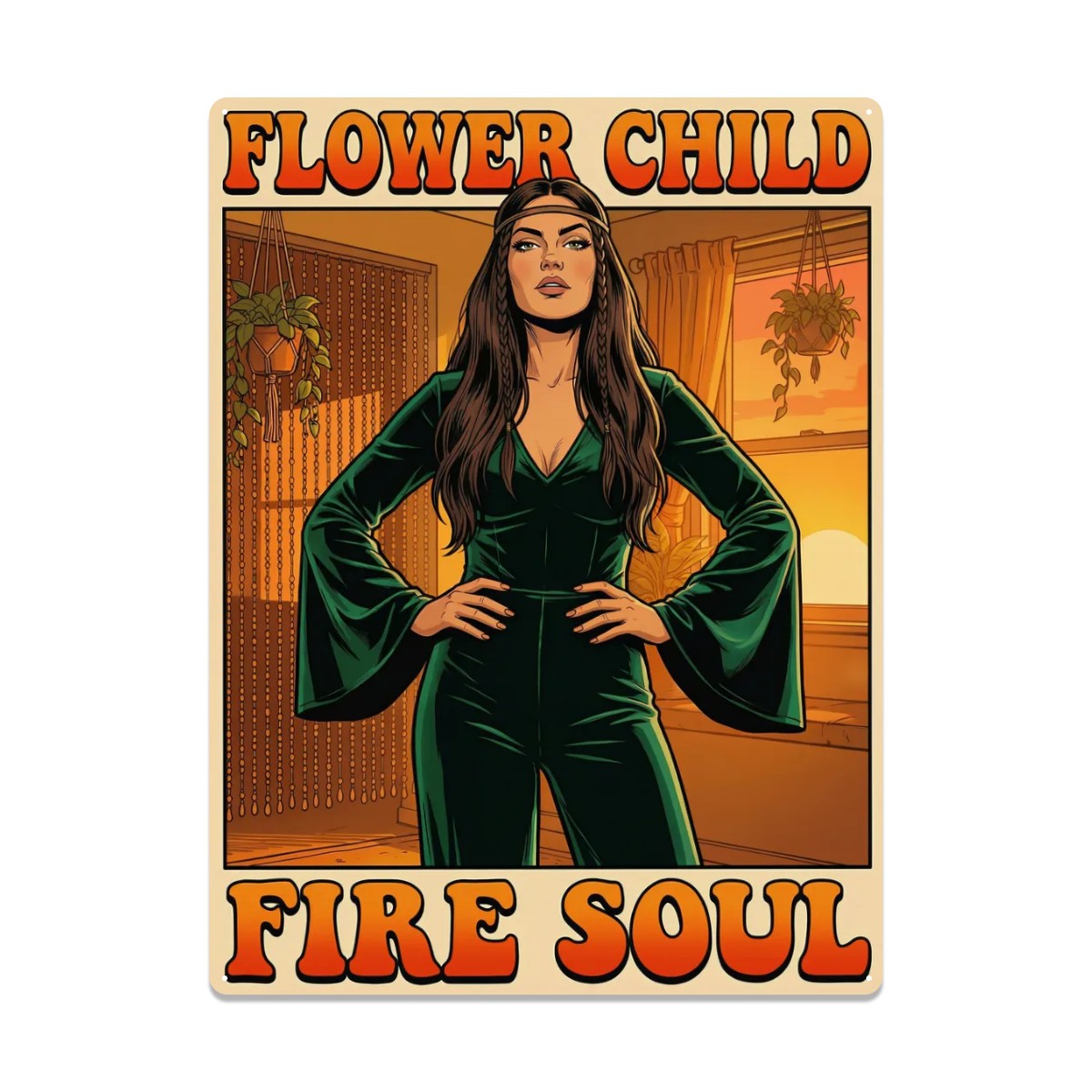 70s Retro Metal Tin Sign  16"x12" (Vertical)