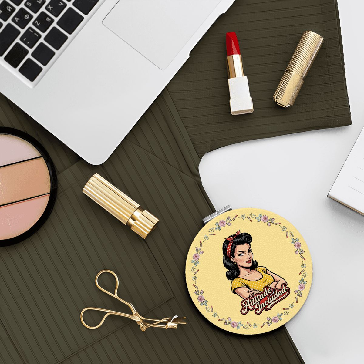 50s Retro Compact Pocket Mirror - Attitude Included