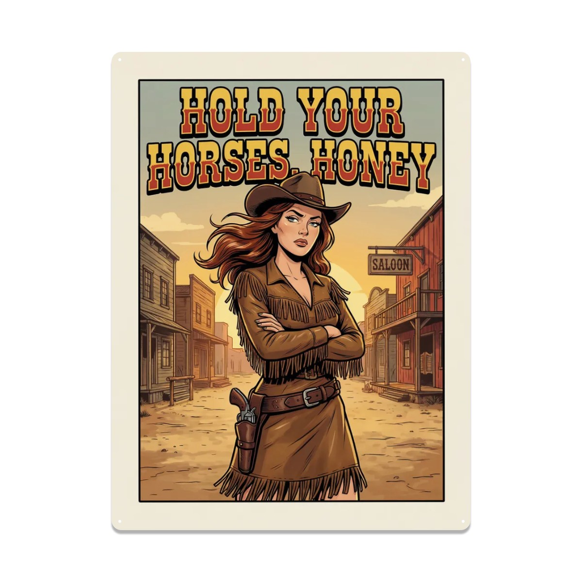 Western Metal Tin Sign  16"x12" (Vertical)