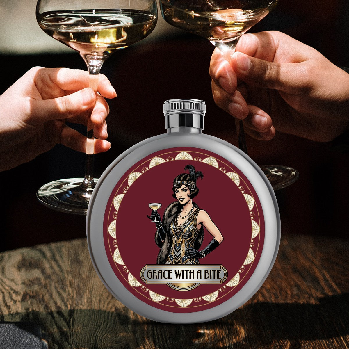 1920s Art Deco Round Flask