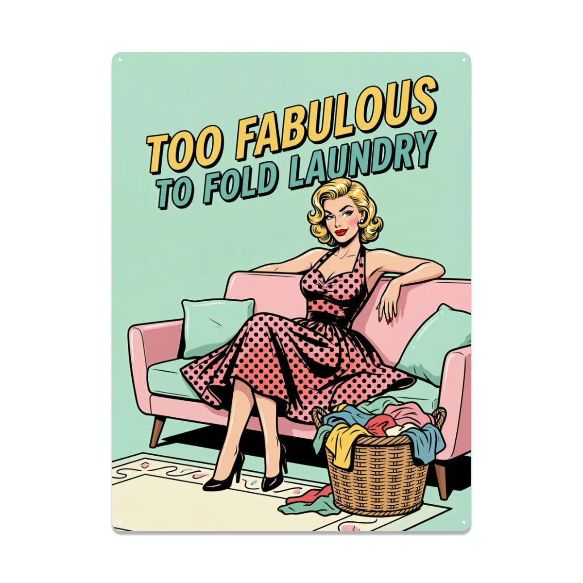 50s Retro Metal Tin Sign 16"x12" (Vertical)